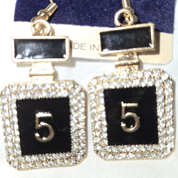 #5 Perfume Bottle Shape IGold Plated I Pierced Loop Earrings - Picture 3 of 5